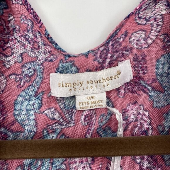 SIMPLY SOUTHERN OS Seahorse Print Cover Up Kimono Nautical Preppy One Size - Picture 6 of 8